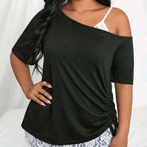 Cold Shoulder Black 3X Top (undershirt not inc)